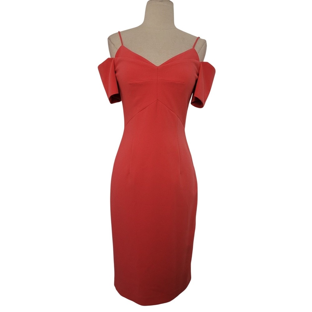 Black Halo Cortese Sheath Dress Size 0‎ Grenadine Cold Shoulder Sexy Feminine